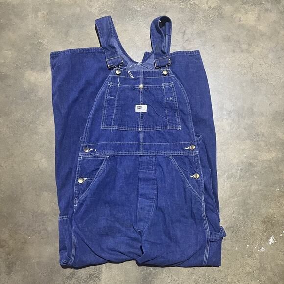 Vintage 60s Sears Dark Wash Union Made Denim Overalls 32x31 - Picture 1 of 6